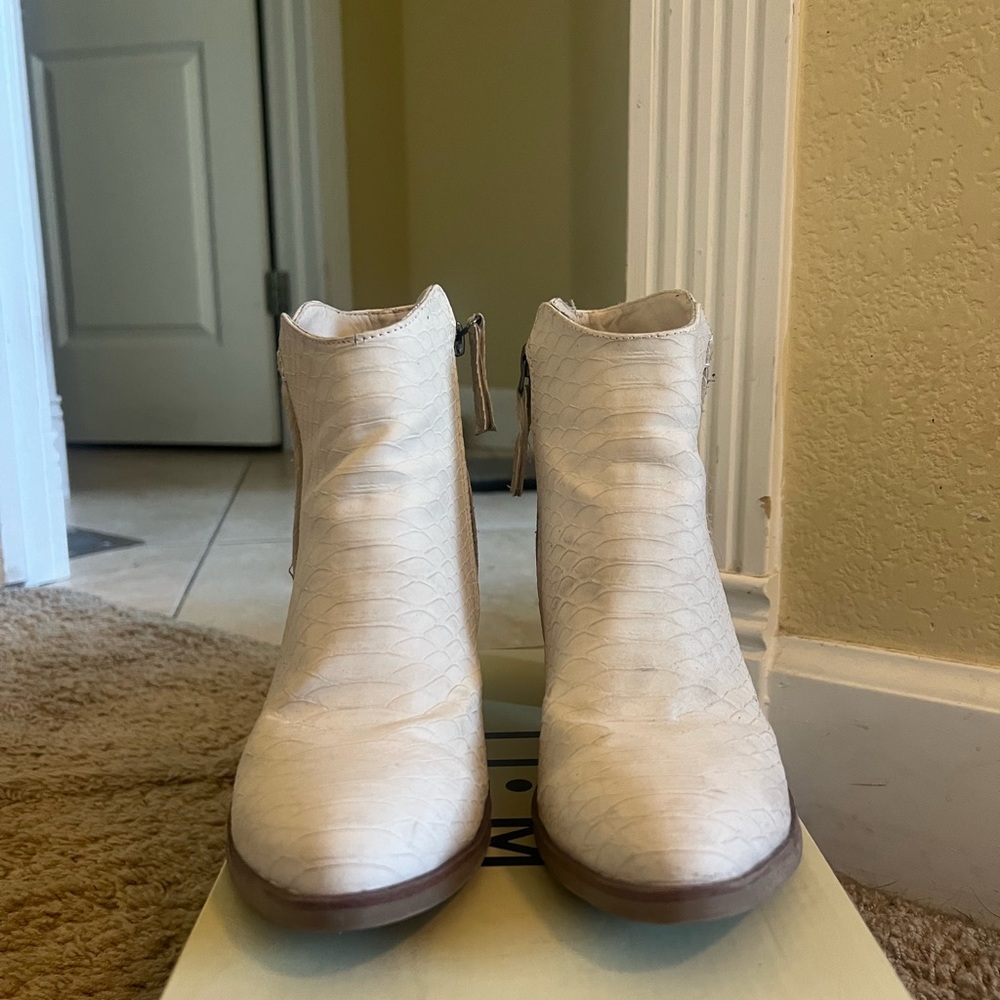 Mia off white snake skin booties
